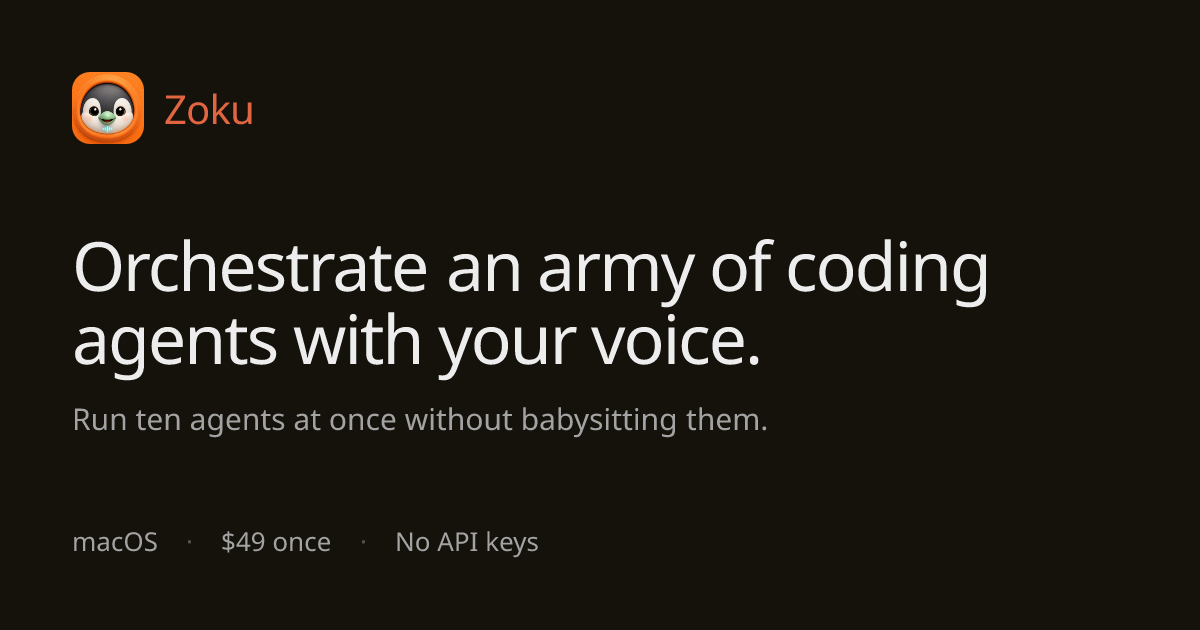 I built an app using which Orchestrate an army of coding agents with your voice. logo